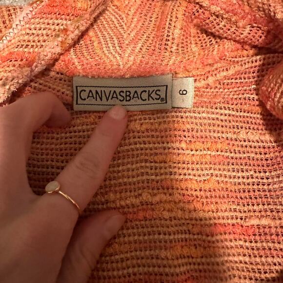 Sheer knitted three quarter sleeve big button cardigan - size 6 Canvasbacks - Picture 8 of 8